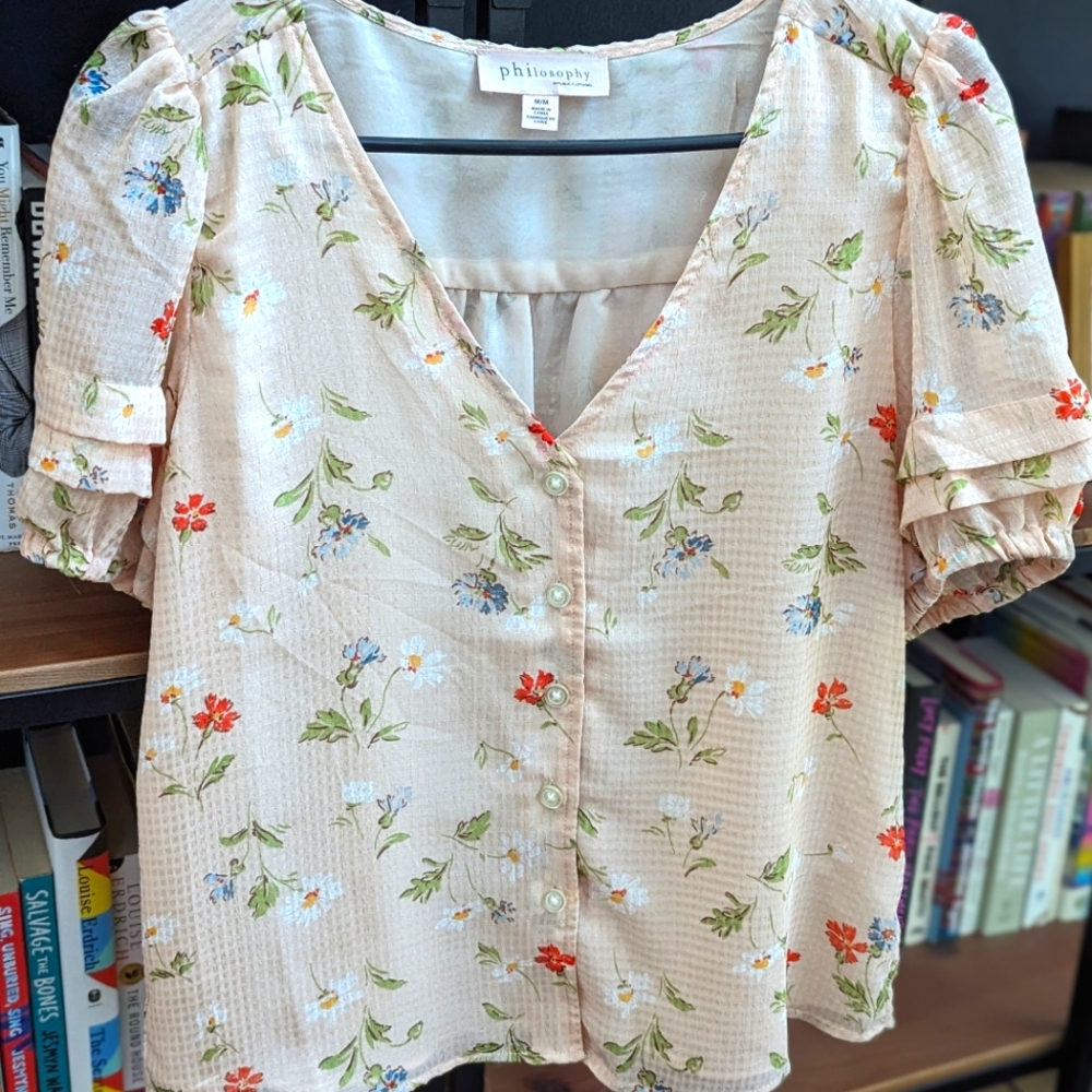 Floral Print Philosophy Button Down Top